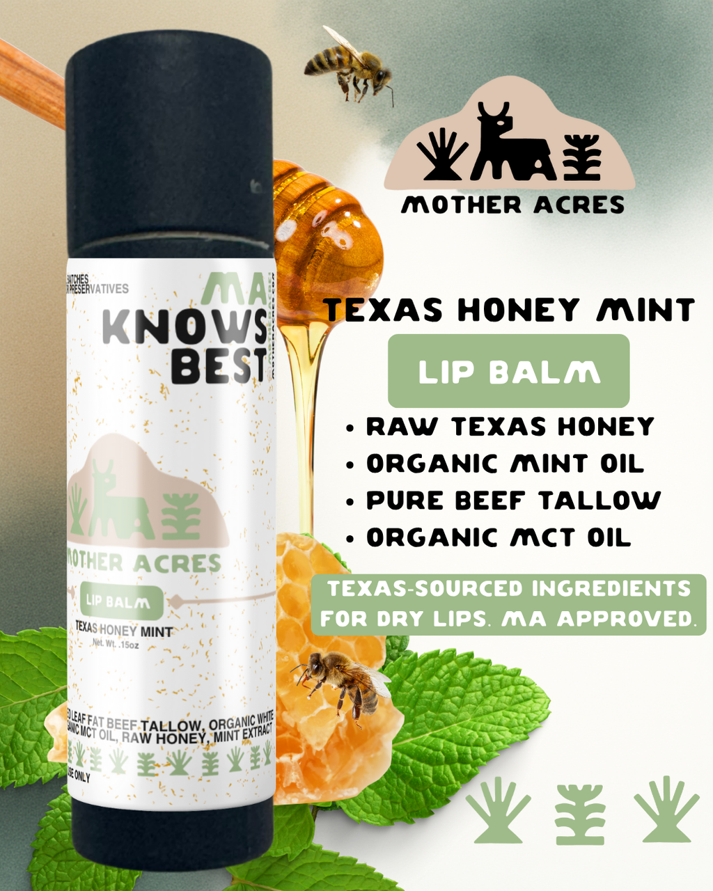 Texas Honey Mint .15 oz Lip Balm