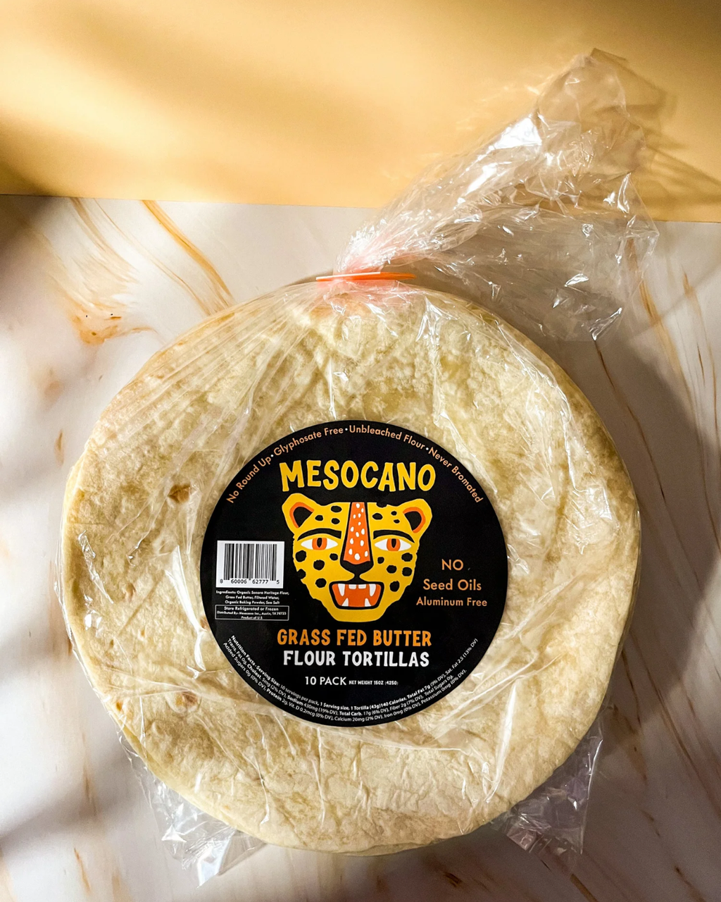 Mesocano Grass Fed Butter Flour Tortillas - 1 Pack (10 Tortillas Total)