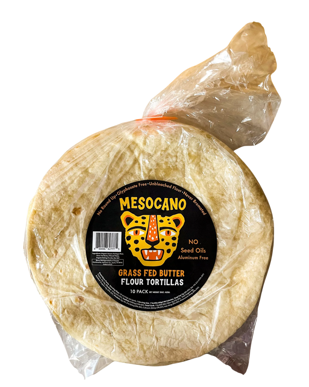 Mesocano Grass Fed Butter Flour Tortillas - 1 Pack (10 Tortillas Total)